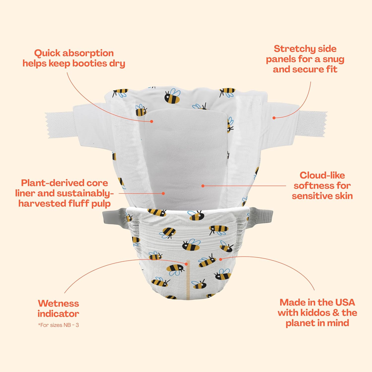 Hello Bello Premium Diapers Size 3 (14-24 lbs) Get in The Groove Designs, 25ct Jumbo Pack