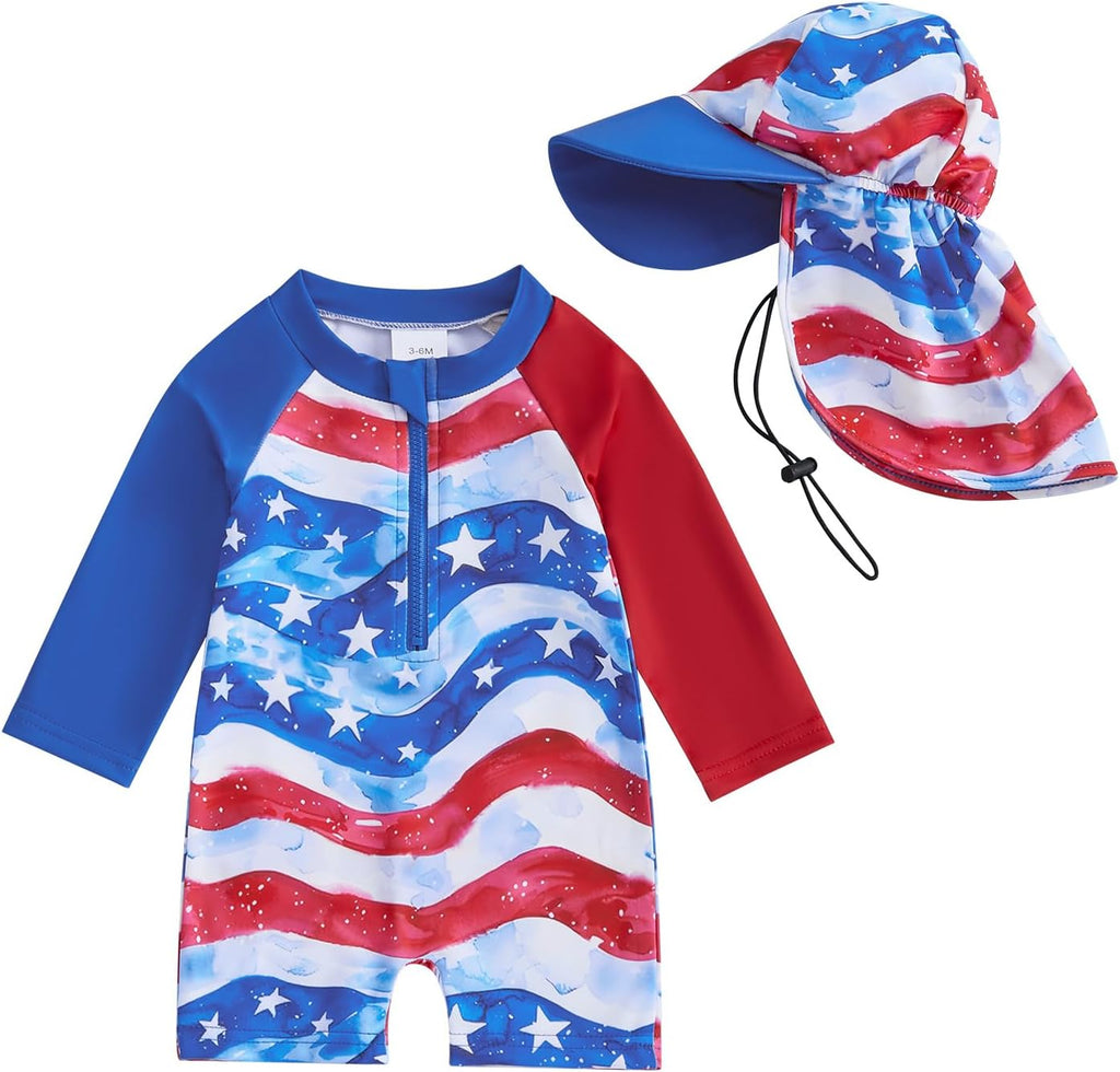 Hnyenmcko Baby/Toddler Boy Rash Guard Swimsuit Long Sleeve One Piece Zipper Swimwear Sunsuit Infant Bathing Suit Beachwear