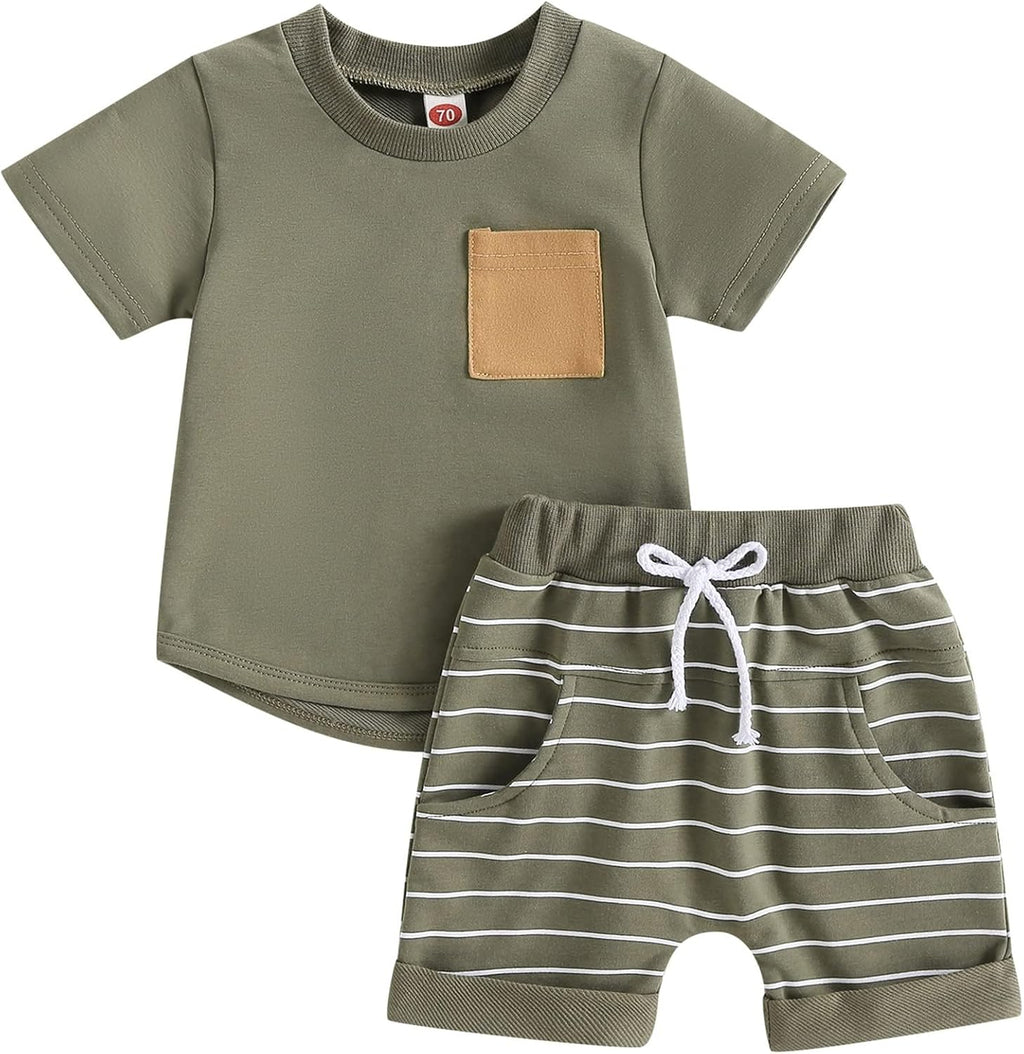 Mubineo Infant Toddler Baby Boy Summer T Shirt Shorts Outfits Short Sleeve Tee Tops Clothes Set
