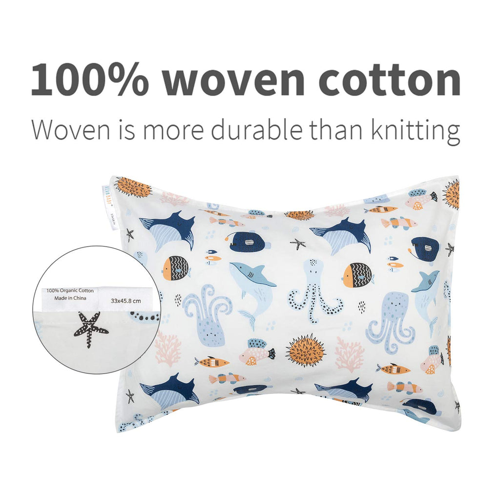 ALVABABY Toddler Pillowcases, Fits 14x20 in Kids Pillow, 2 Pack Organic Cotton Baby Pillow Cover Envelope Kids Pillowcases for Boys Girls 2Pillowcases-14x19 Inch (Pack of 2)