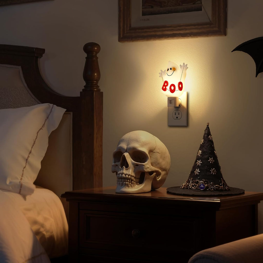 DORESshop Halloween Night Light Plug in, Ghost Night Lights Plug into Wall, Plug in Nightlight with 360° Rotatable, Cute & Funny Halloween Party Decorative for Adults,Kids,Gift, Pocky Decor,1 Pack