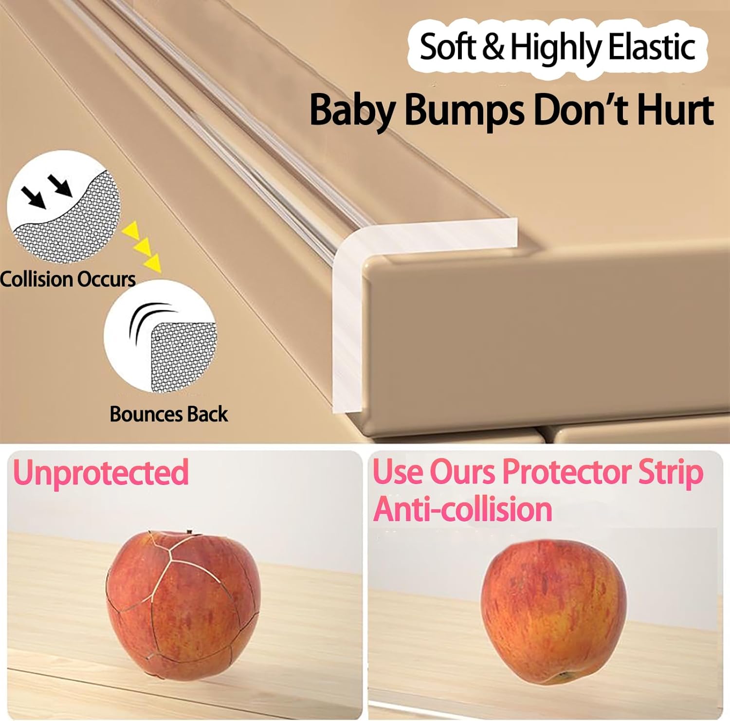 Clear Soft Corner Protectors for Furniture Strip,1.4in x13FT,Sharp Edge & Table Bumper,Window Edge,Wall Protector, Soft Corner Guards Safe for Proof,Table Corner Protectors in Family