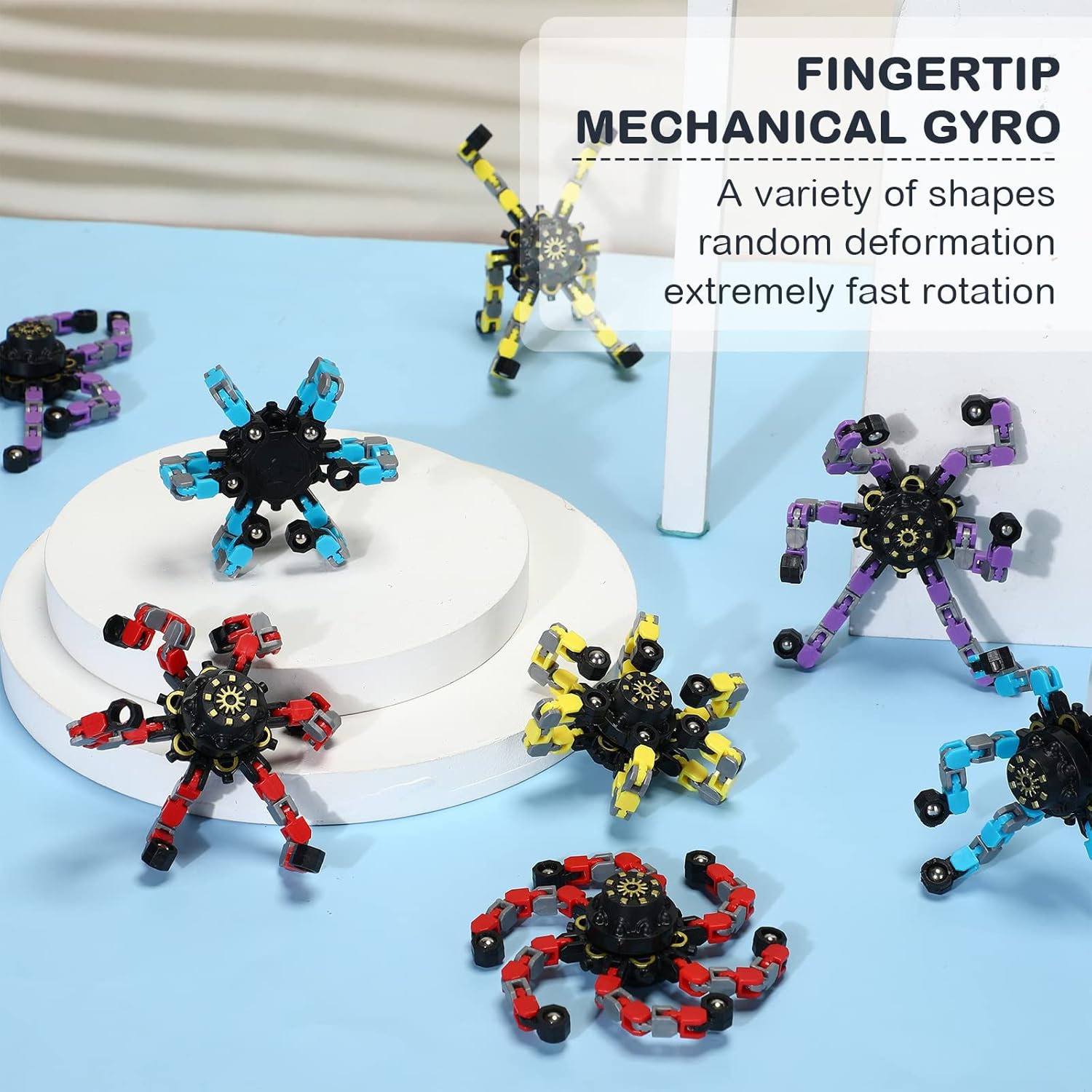 20 Pcs Transformable Chain Robot Finger Spinner Robot Deformed Mechanical Spiral Twister Fingertip Spinners Spiral Twister Fingertip Decompression Fingertip Spinner for Adults Teens