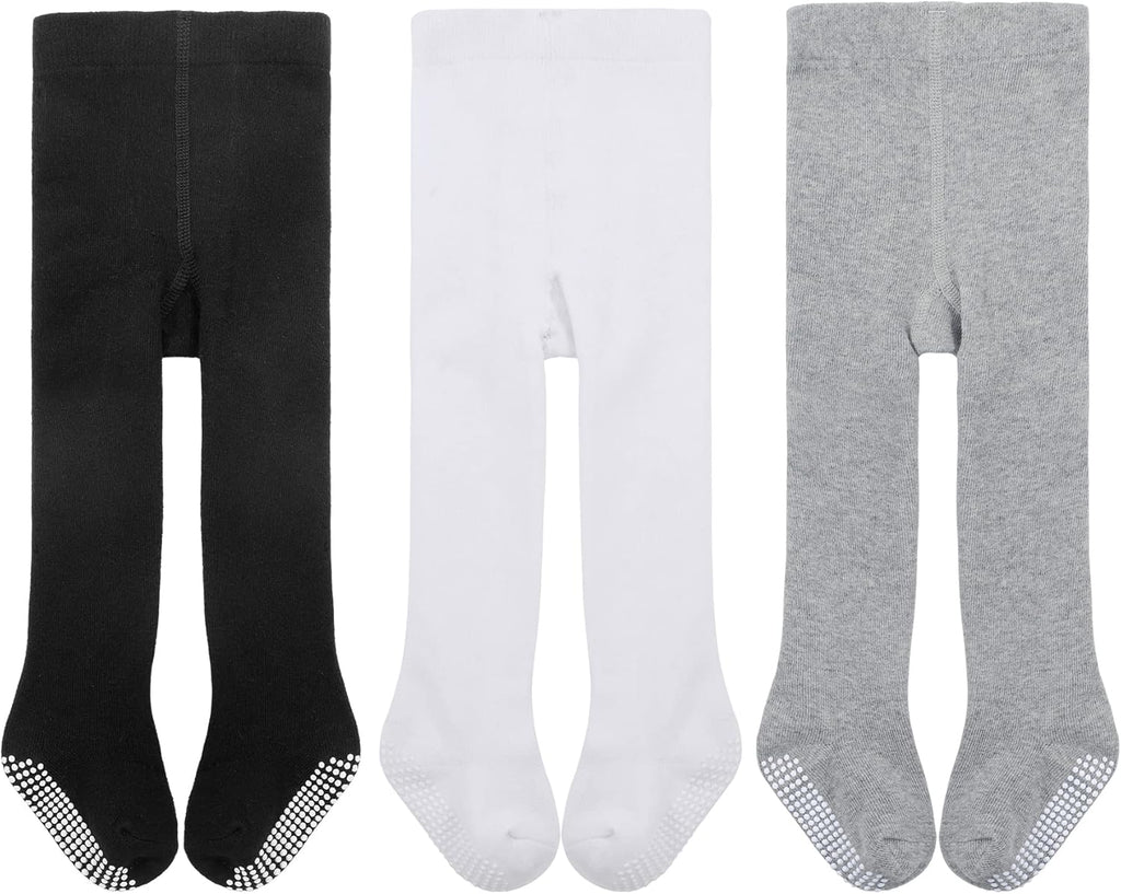 Zando Baby Girls Tights Cozy Cotton Infant Non Slip Grip Leggings Toddler Solid Knit Pantyhose Warm Newborn Stockings