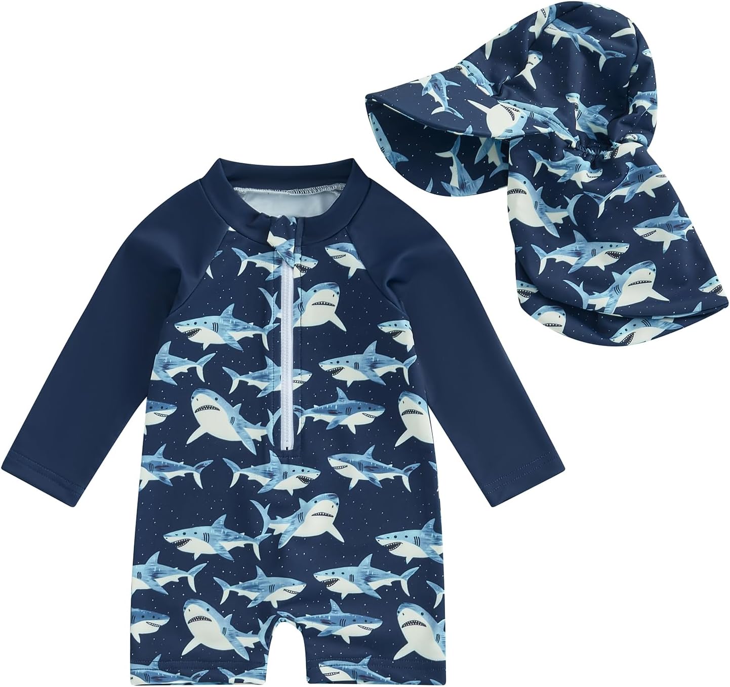 Hnyenmcko Baby/Toddler Boy Rash Guard Swimsuit Long Sleeve One Piece Zipper Swimwear Sunsuit Infant Bathing Suit Beachwear