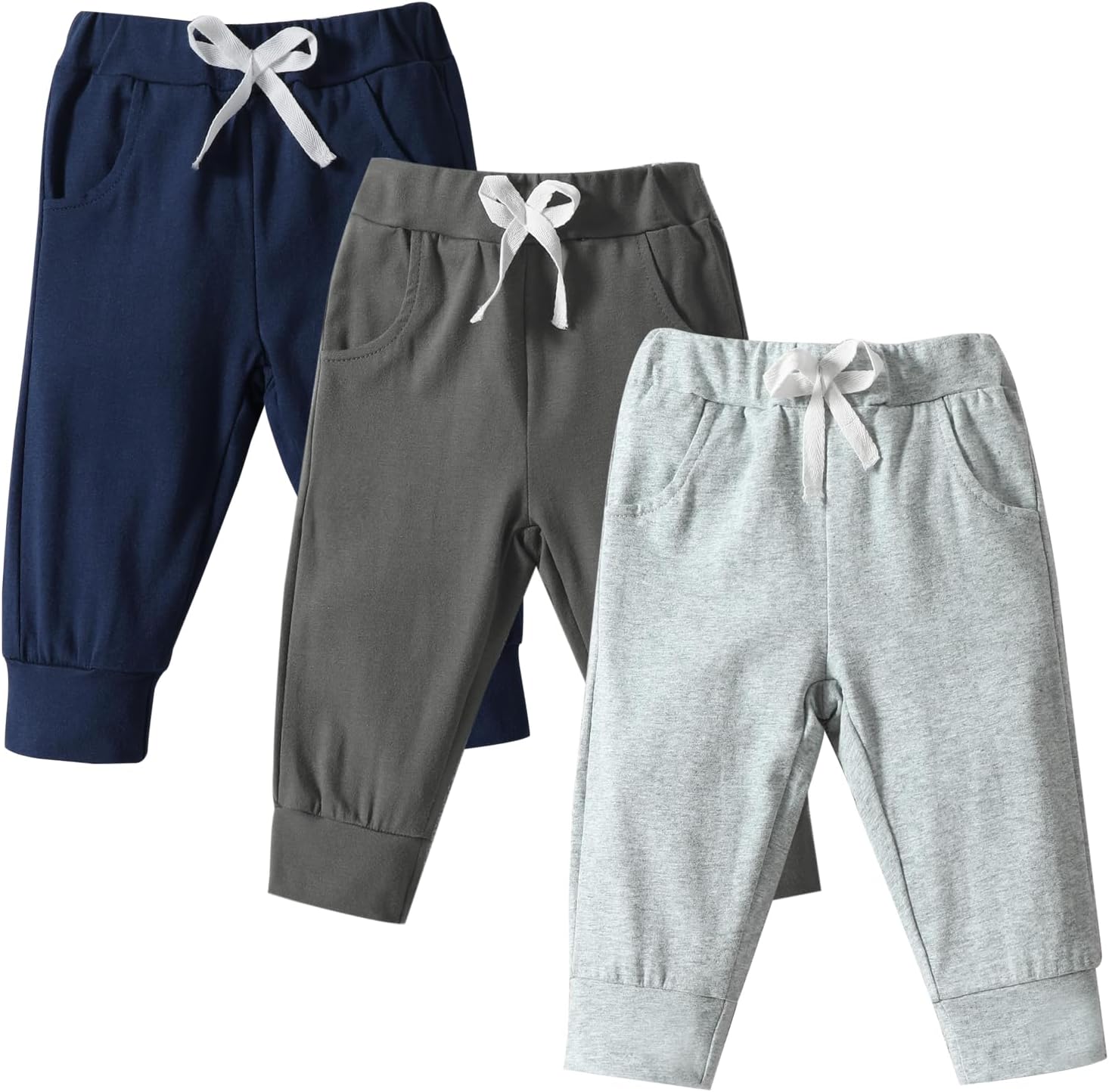 DREAM BUS Pack of 3 Toddler Jogger Pants with Pocket Toddler Boy Sweatpants Baby Boy Pants Infant Newborn Leggings