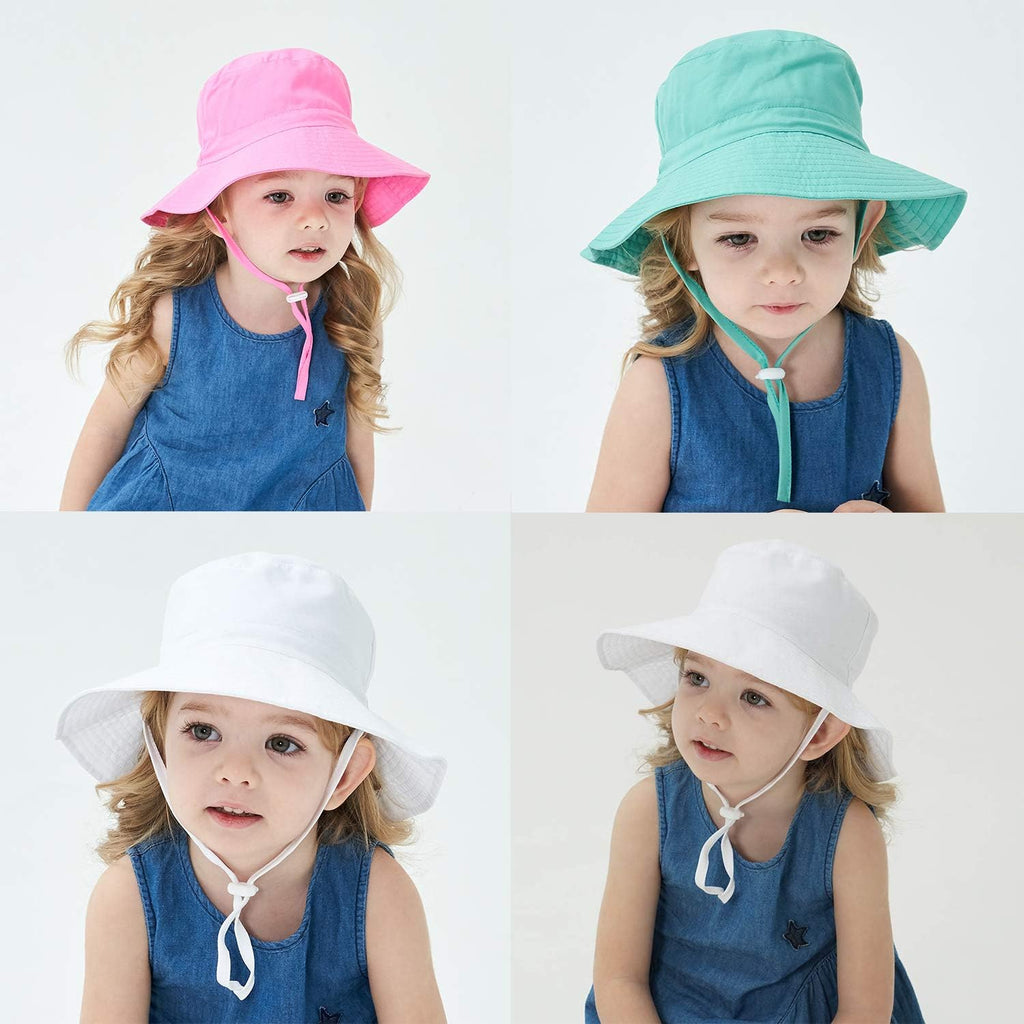 Baby Sun Hat Toddler Beach Swim Hats UPF 50+ Summer Bucket Hat Kids Infant Wide Brim Adjustable Sun Hat for Baby Boy Girls