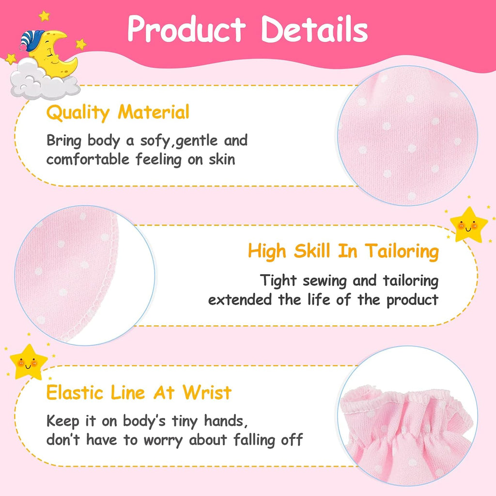 Geyoga 24 Pairs Newborn Baby Mittens Cute No Scratch Mittens Soft Elastic Infant Girl Gloves for 0-6 Months