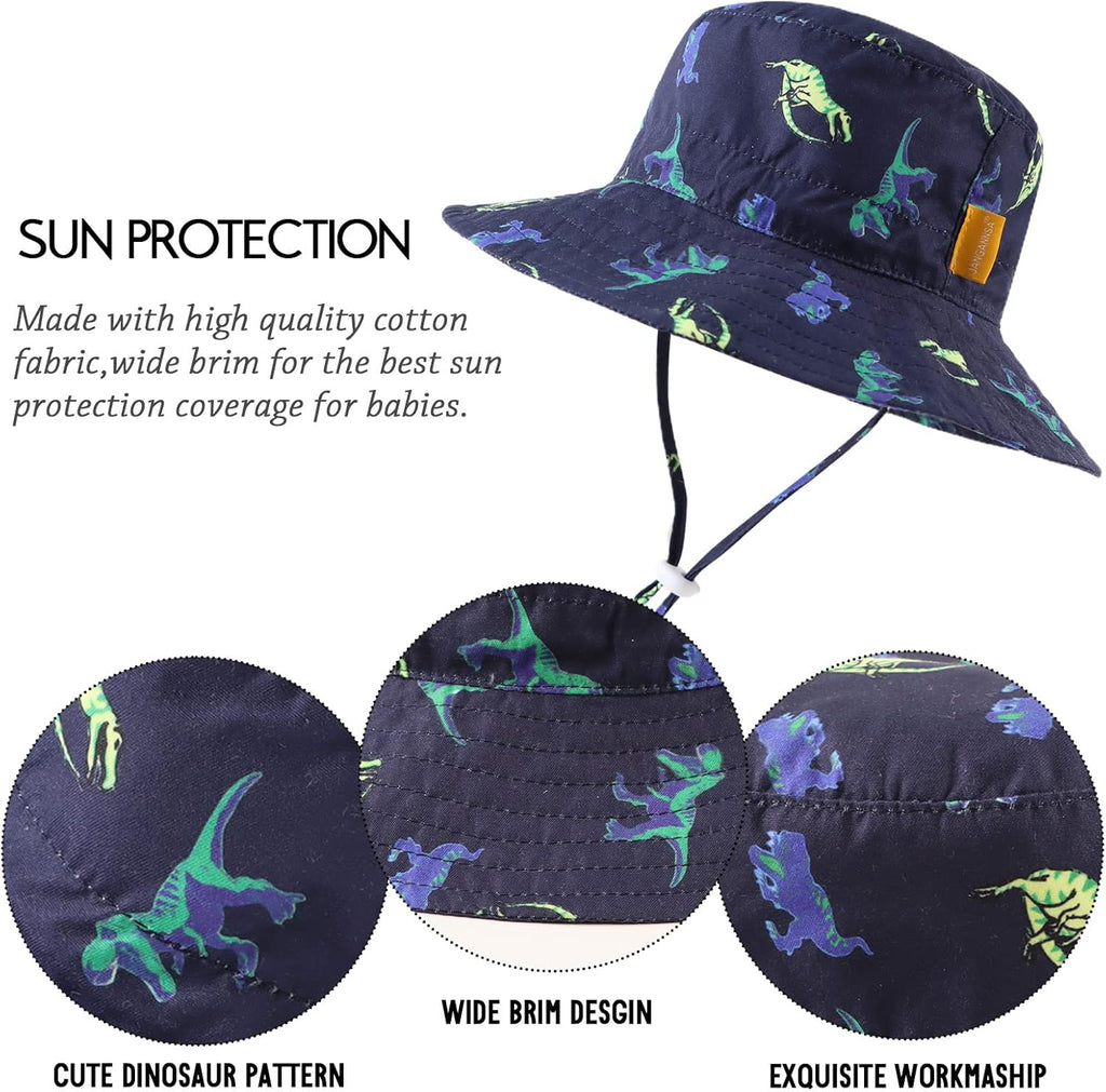 JANGANNSA Cotton Baby Sun Hat Infant Toddler Boys Girls Bucket Hats Summer Sun Protection Kids Beach Caps