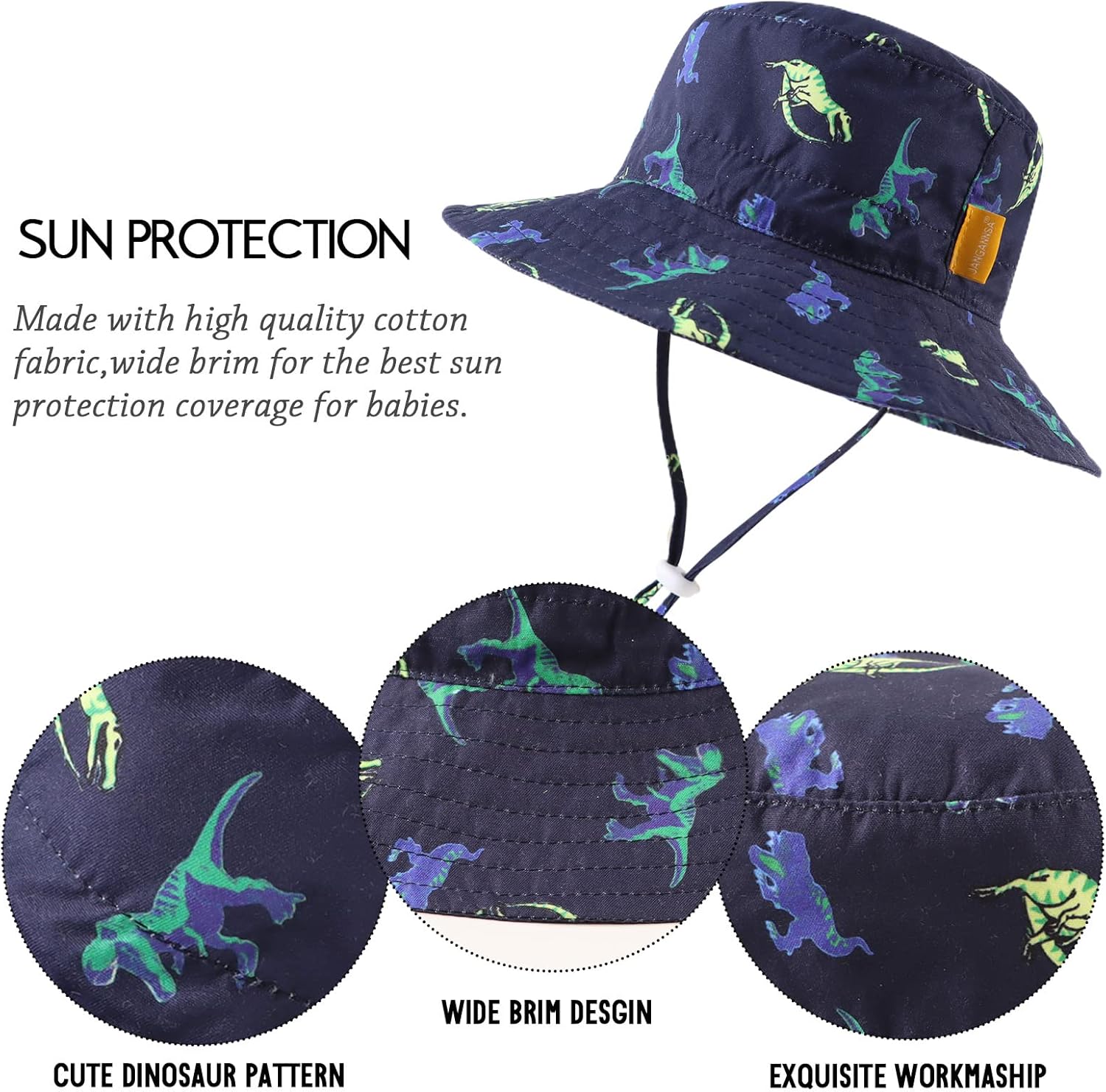 JANGANNSA Cotton Baby Sun Hat Infant Toddler Boys Girls Bucket Hats Summer Sun Protection Kids Beach Caps
