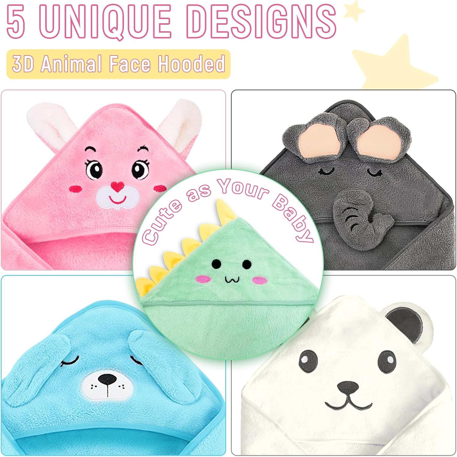 Personalized Baby Towels Hooded with Name, Custom Toddler Bath Towel with Hood for Girl Boy, Warm Swaddle Blanket, Customized Newborn Gifts - Printed (Green Dinosaur)