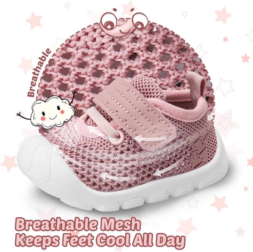 Baby Walking Shoes Toddler Girl Boy Soft Sole Breathable Mesh Slip on Summer Wide Shoes Infant Flexible Lightweight Non-Slip Safer Causal Tennis Shoes Toddler First Walkers Shoes Rubber Soles Outdoor