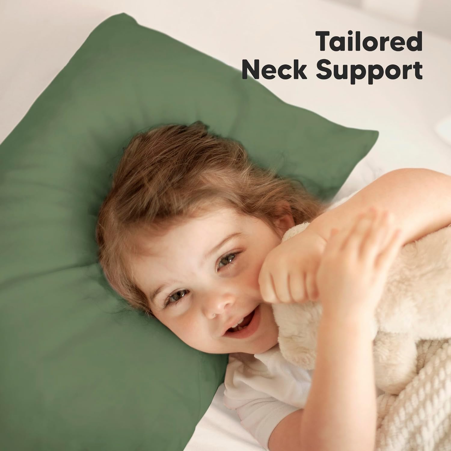 KeaBabies Toddler Pillow with Pillowcase, Jumbo 14X20 - Soft Organic Cotton Toddler Pillows for Sleeping - Machine Washable - Perfect for Travel, Toddler Bed Set (Jungle Green)