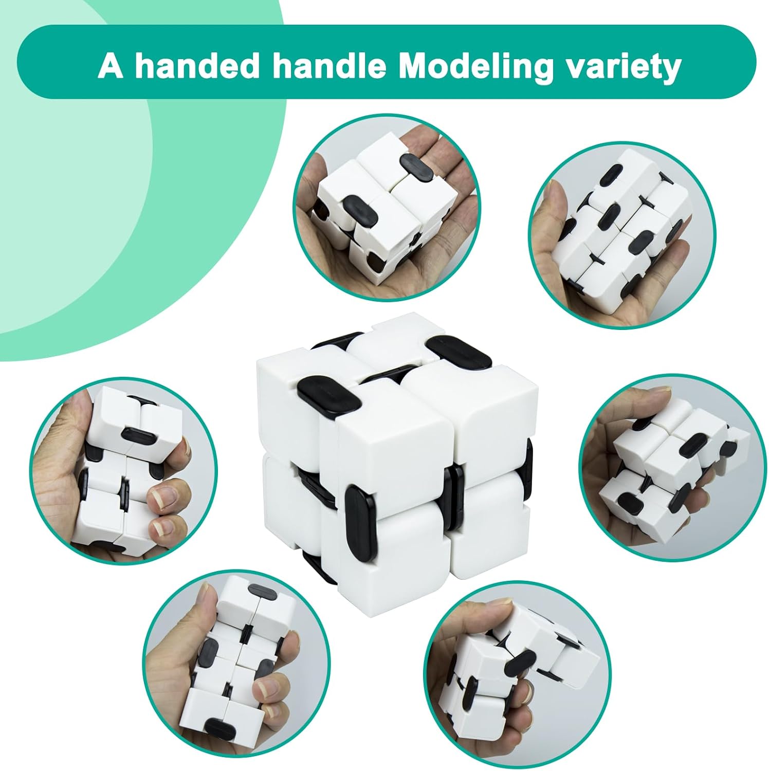 Infinitycube Fidget Toy Stress Relieving Fidgeting Game for Kids and Adults,Cute Pocket-sized Unique Gadget for Anxiety Relief and Kill Time (White/Black)