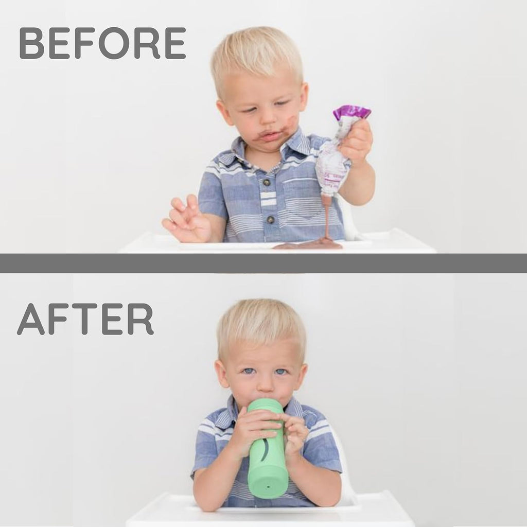 Subo Baby Food Bottle | No Mess Baby Toddler Self Feeder | Squeeze Free Design for Purees, Smoothies, Yogurt, Oatmeal, or Thickened Liquids | Reusable Silicone Washable Cup (Charcoal)