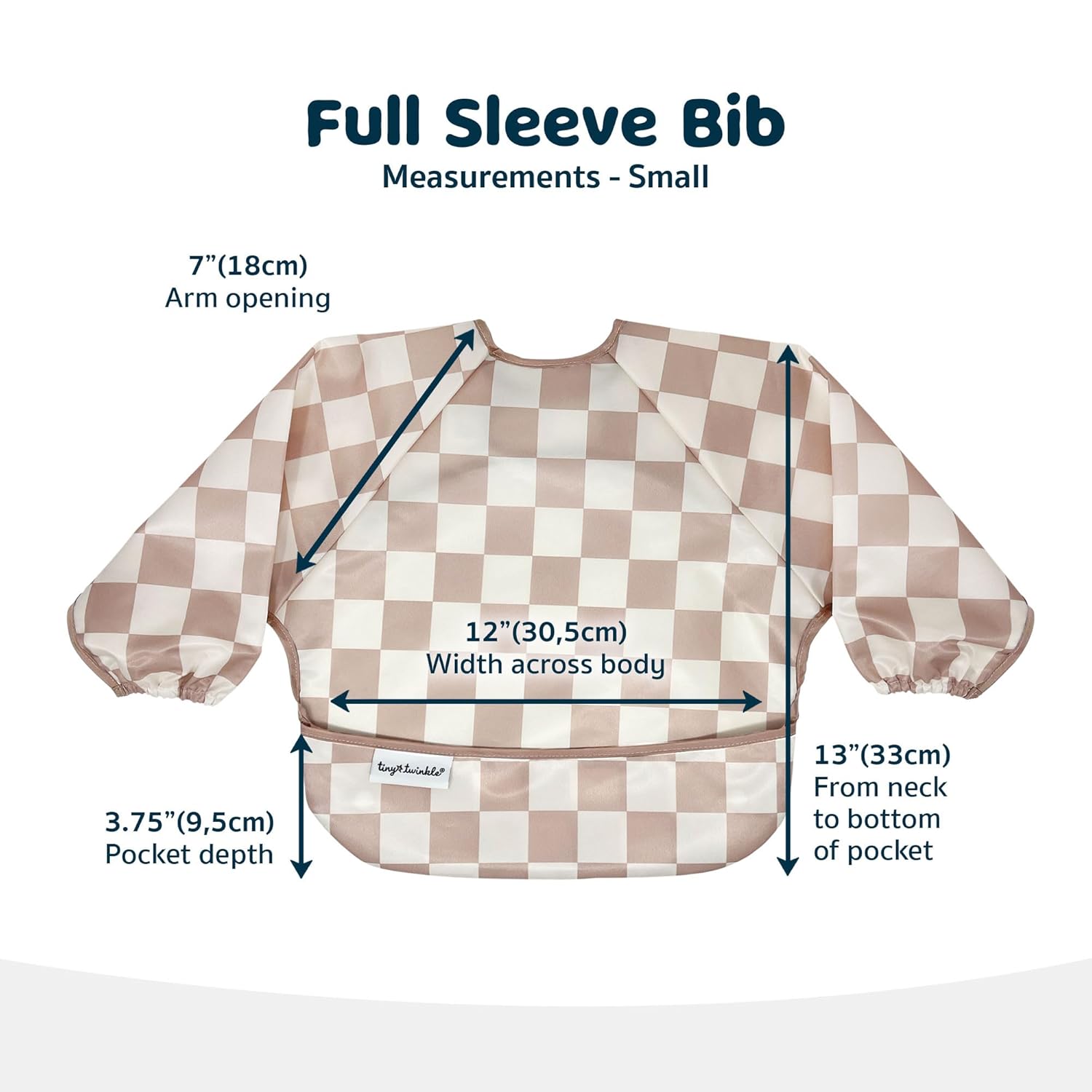 Tiny Twinkle Mess Proof Baby Bib,Waterproof Smock Baby Bib for Eating,Machine Washable Long Sleeve Bib,Baby Led Weaning,Toddler Bib (Butterflies, Small 6-24 Months)