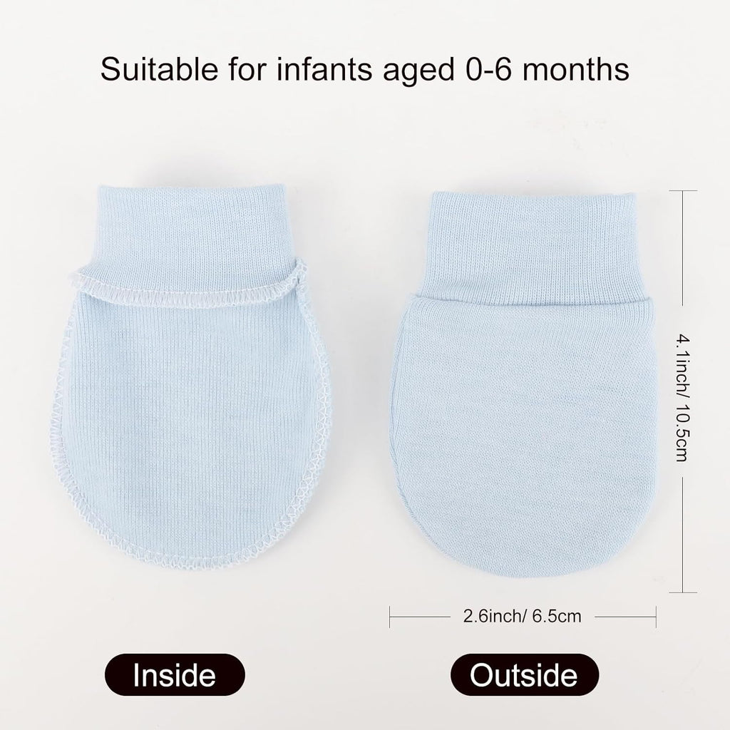 BQUBO 6 Pairs Newborn Baby Boys Girls Mittens 0-6 Months Unisex-Baby Infant Mittens Elastic No Scratch Wrist Gloves