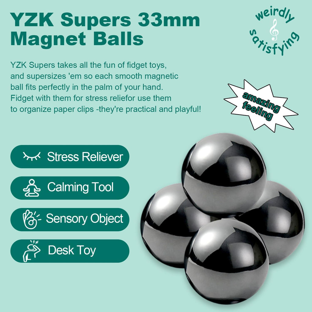 33mm Magnetic Balls 8pcs, Fidget Toys for Adults and Magnet Desk Toys for Office, Stress Relief Gift for Birthday, Large Magnetic Fidget Toys Set