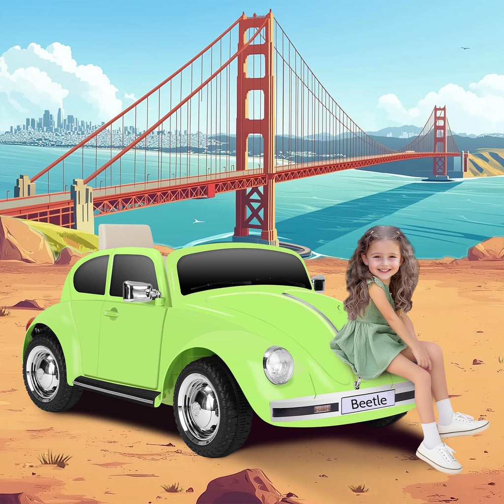12V Kids Electric Car, Power Wheels with Remote Control, Ride on Car Toys with LED Light, 3 Speeds, Music, Green