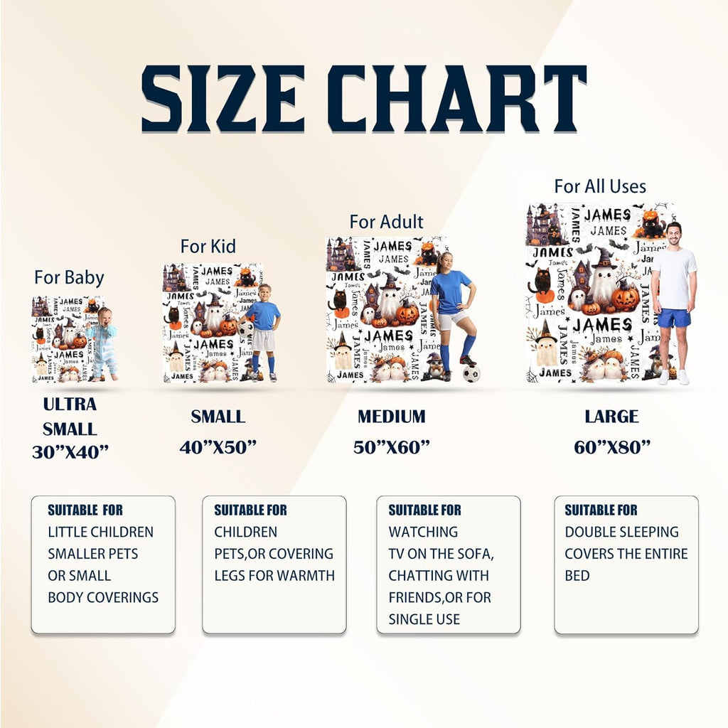 Ship Next Day, Custom Halloween Blanket - Printed in USA, Personalized Baby Blankets with Name, Gift for Kids Boys Girls, Unique Present for Birthday, Christmas, Halloween Bats Toddler Blanket