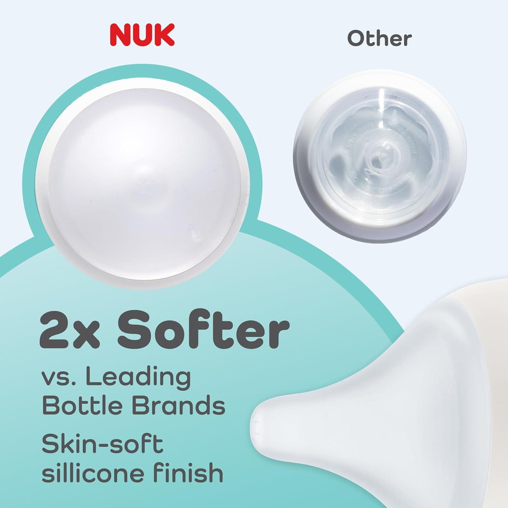 NUK Perfect Match 2-in-1 Natural and Anti-Colic 8oz Bottle with Adaptable Medium Flow Nipple, 2 Pack
