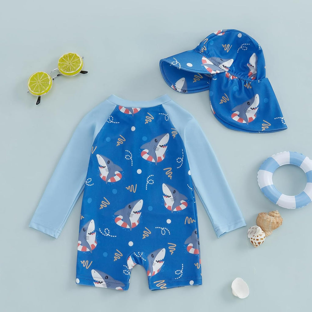 Hnyenmcko Baby/Toddler Boy Rash Guard Swimsuit Long Sleeve One Piece Zipper Swimwear Sunsuit Infant Bathing Suit Beachwear