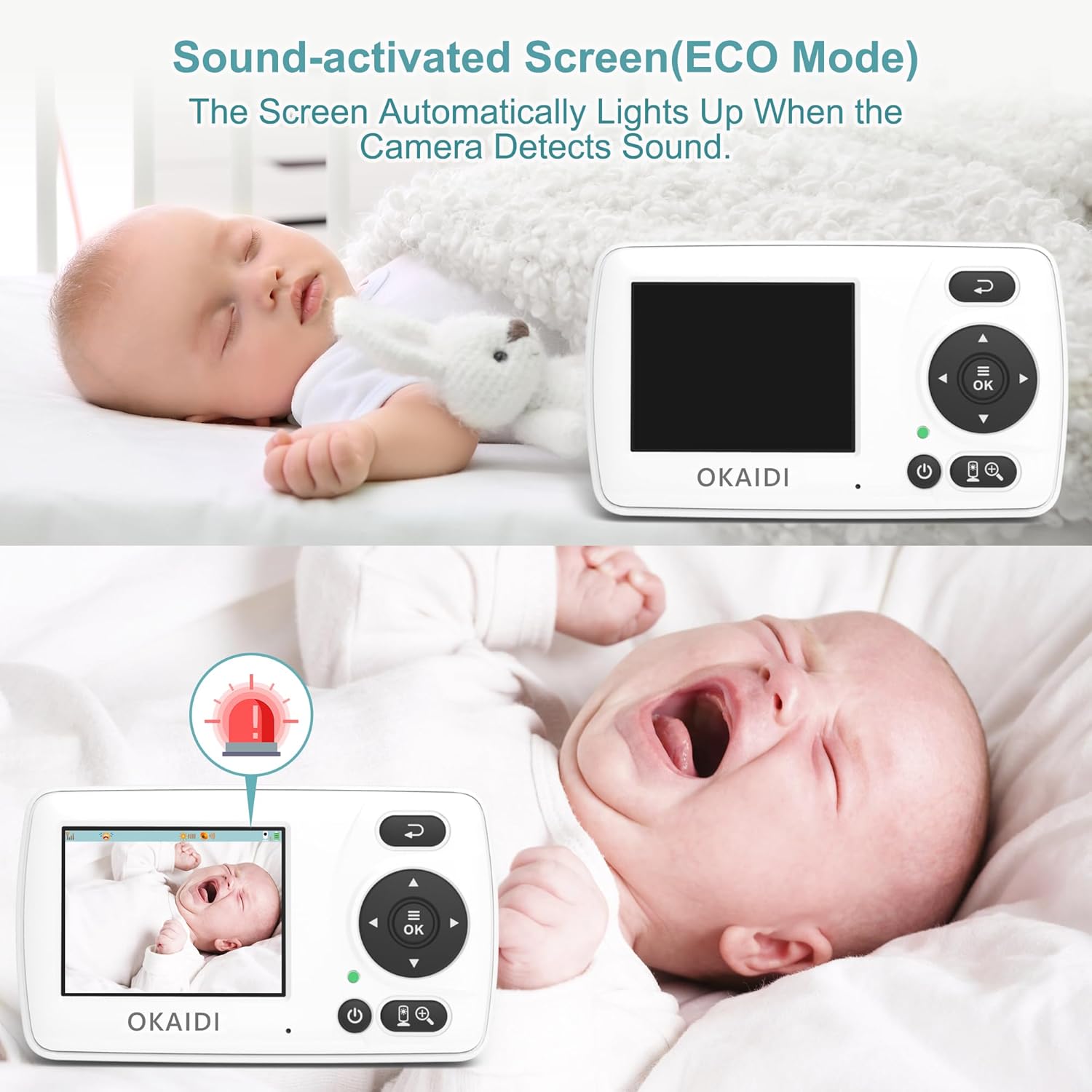 Video Baby Monitor with Camera and Audio, 2.4'' Portable Travel Baby Monitor No WiFi, Infrared Night Vision, VOX Mode, 1000ft Long Range, Ideal for Baby/Pet/Elderly