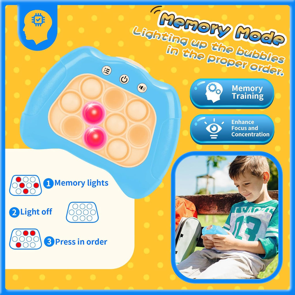 Fast Push Bubble Game, 2 Pack Light-up Pop Game Fidget Toys for Kids and Adults, Electronic Handheld Game Stress Relief Toys for 6 7 8 9 Year Old Boys & Girls (Blue+Pink)