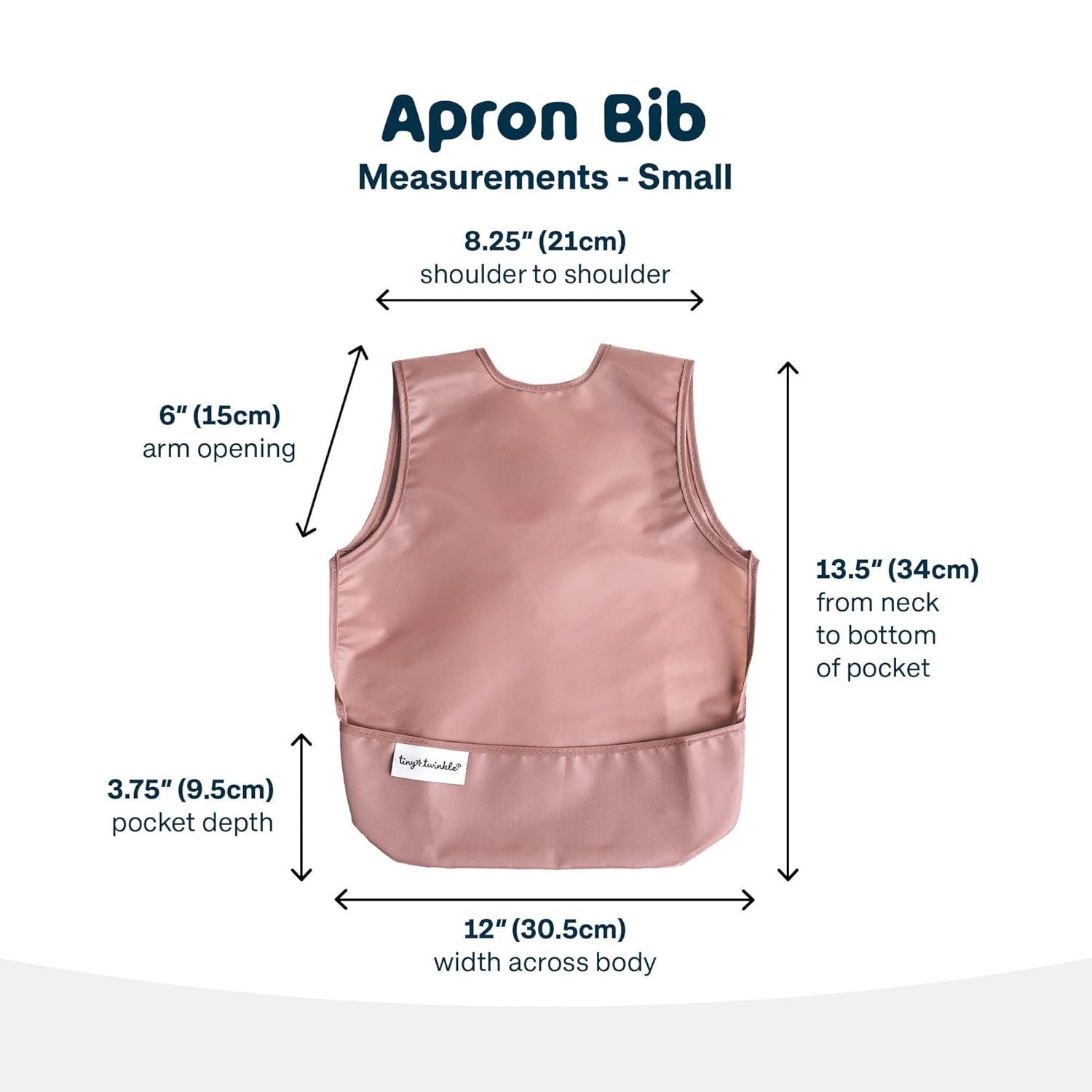 Tiny Twinkle Mess Proof Apron Bibs - 2 Pack Waterproof & Lightweight Baby Bibs for Led Weaning | 100% Recycled Polyester, Easy Clean & Machine Washable (Taupe Dandelion,Small 6-24 Months)