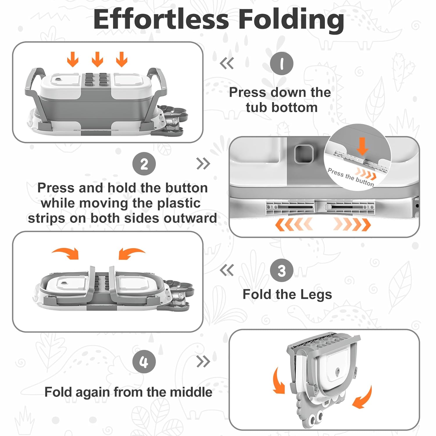 TPN Collapsible Baby Bathtub, Baby Bath Tub with Soft Cushion & Real-Time Thermometer, Baby Bathtub Infant to Toddler Tub (0-36 Months), Portable Newborn Travel Bath tub