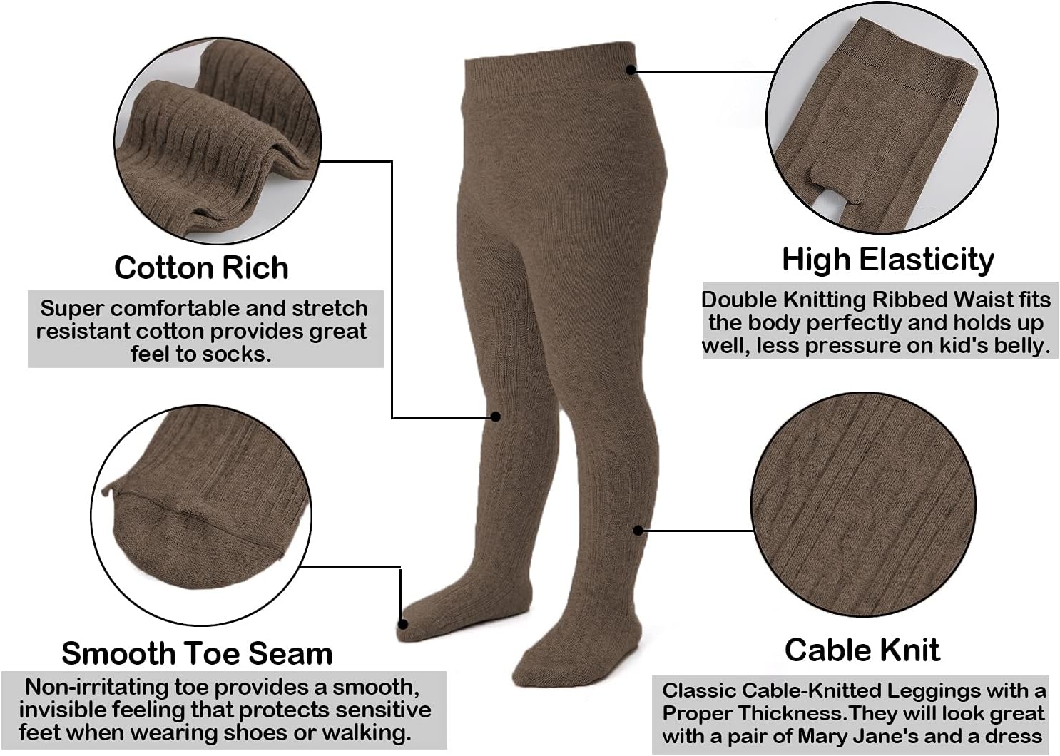 EPEIUS Baby Girl Tights Thick Cable Knit Leggings Stockings Cotton Pantyhose for Newborn Infant Toddler 3/4/5/6 Pack