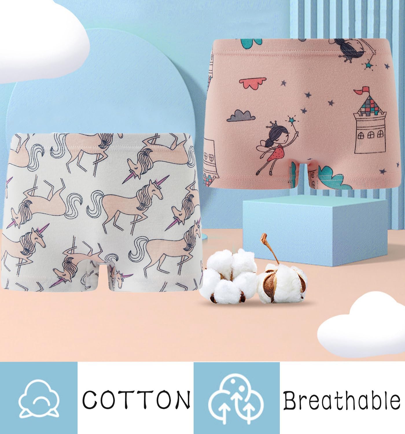 Boboking Soft Cotton Girls' Panties Boyshort Little Girls' Underwear Toddler Undies