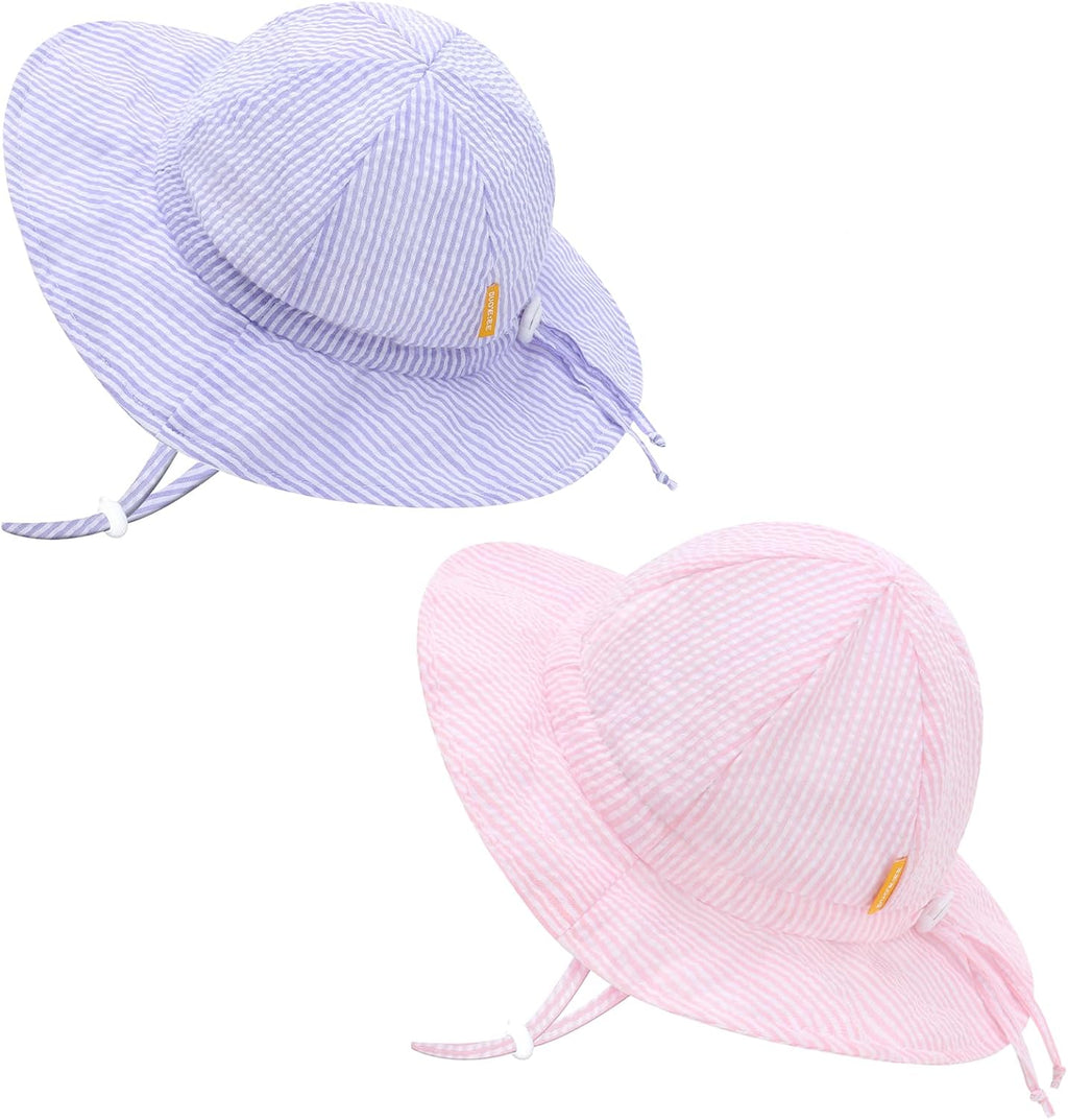 UPF 50+ Baby Bucket Hat - Wide Brim Sun Protection Beach Cap for Girls - Cute & Adjustable Toddler Hat