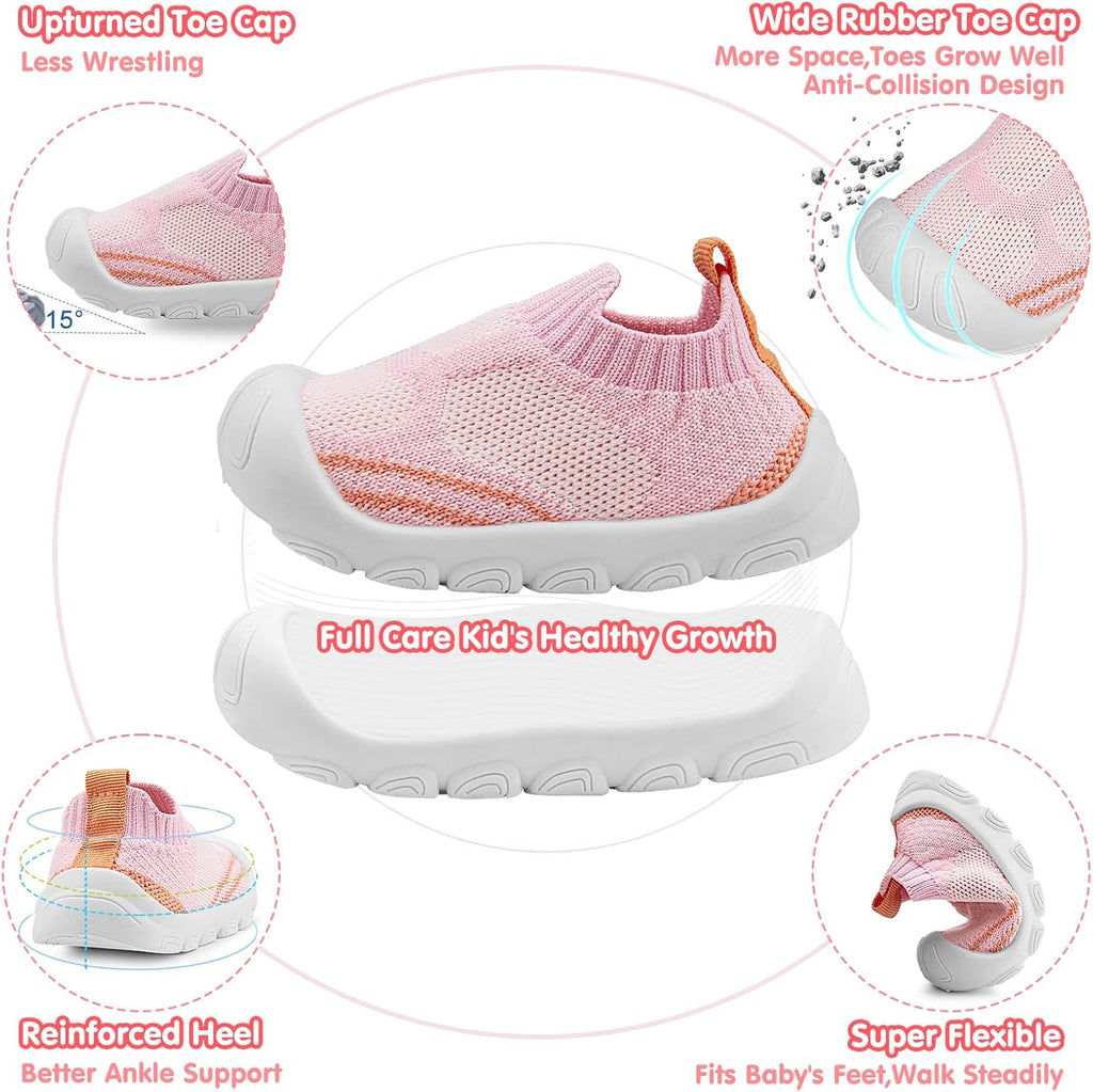 Charrost Toddler Baby Girl Boy First Walking Shoes Checkered Sneakers Sizes 3/4/5/6/7/8T. Soft, Cute,Flexible for First Walkers. Non-Slip, Slip On, Wide Toe Box Indoors Outdoors