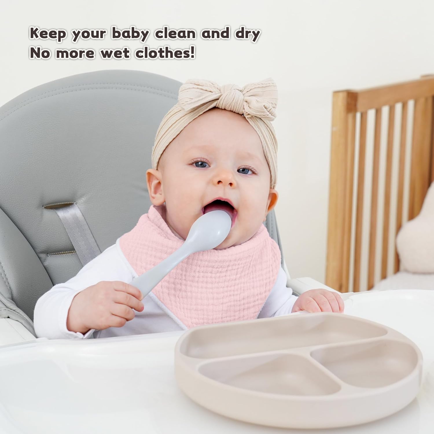 Susurration Muslin Baby Bibs 10Pack Baby Bandana Drool Bibs Soft Adjustable Newborn Bibs for Unisex Baby Girls & Boys (Pinkpurple)