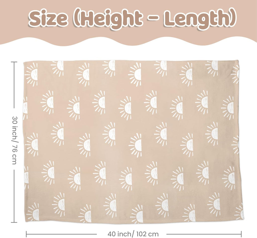 Sun Minky Baby Blanket 30 x 40 Inches for Boys Girls, Soft Plush Receiving Blanket with Dotted Back, Gift for Toddler Newborn Infant Christmas Birthday Baby Shower
