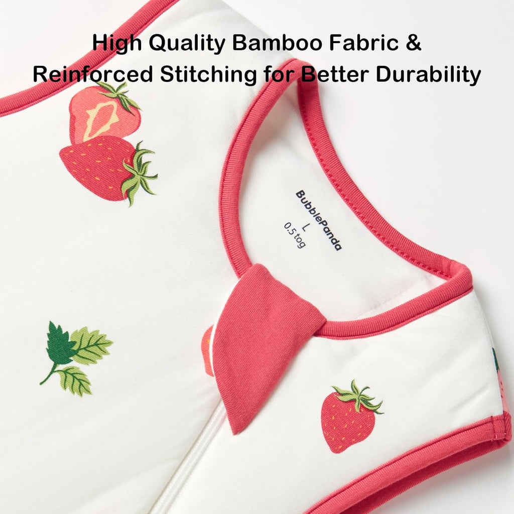 BubblePanda Rayon Made from Bamboo Sleep Sack 6-12 Months 0.5 Tog Soft Lightweight Toddler Sleep Sack for Babies 2-Way Zipper Wearable Blanket Baby 6 Months