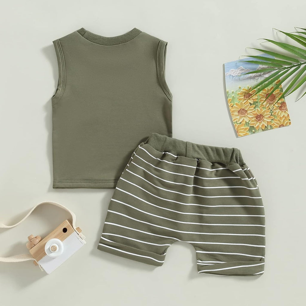 Kupretty Baby Boy Summer Clothes Sleeveless Tank Tops Vest T-Shirt + Casual Shorts Toddler Outfits Set