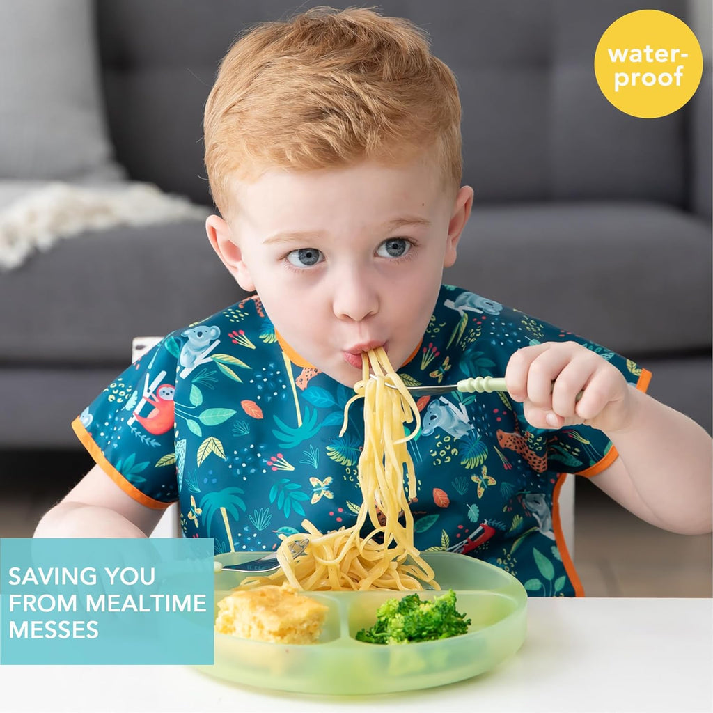 Bumkins Bibs - Toddler Bibs, Waterproof, Large for 1-3 Years, Short Sleeve