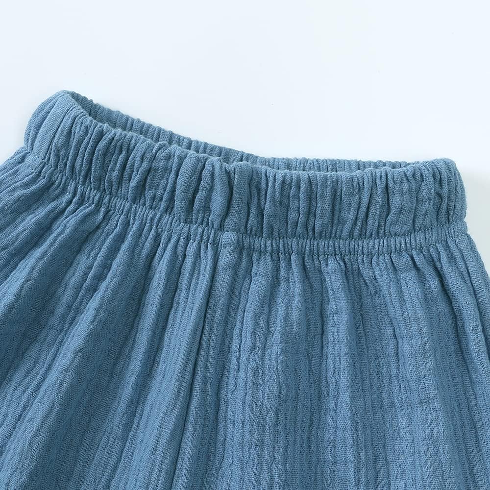 MYGBCPJS Baby Boys Girls Cotton Linen Trousers Kids Casual Ankle Pants Loose Long Bloomers