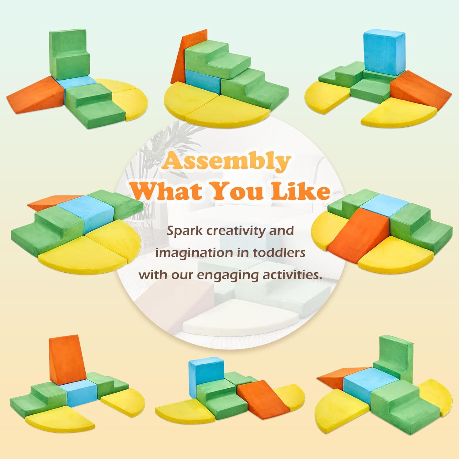 6 Pieces Climbing Toys for Toddlers, Climb & Crawl Soft Foam Block Activity Play Set, Foam Play Gym Climbing Blocks, Toddler Climbing Toy Indoor, Soft Foam Toys for Kids Crawling and Sliding