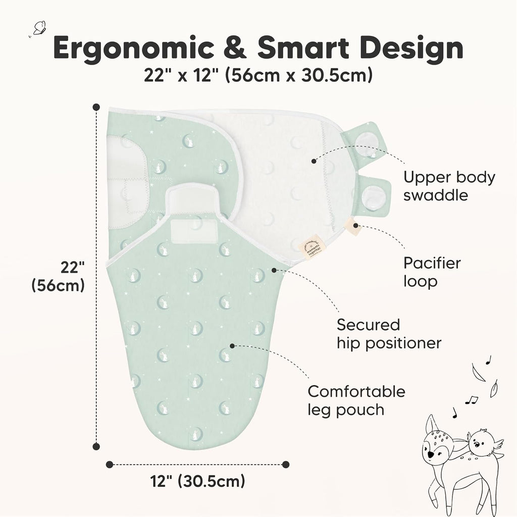 3-Pack Organic Baby Swaddle Sleep Sacks - Swaddles for Newborns, Infant 0-3 Months, Baby Girls, Boys, Soft & Snug Newborn Sleep Sack, Nursery Swaddling Blankets (Lunaris)