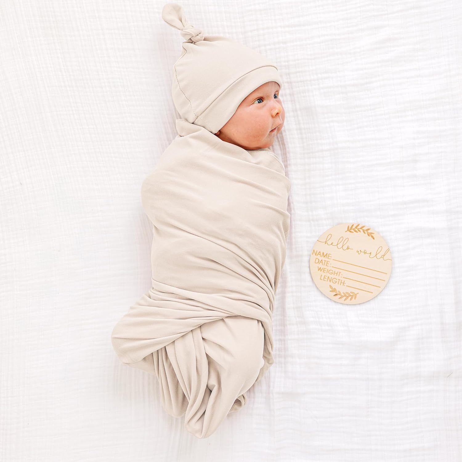 Konssy Baby Girl Newborn Receiving Blanket with Matching Headband and Beanie Set Baby Swaddle Nursery Swaddle Wrap