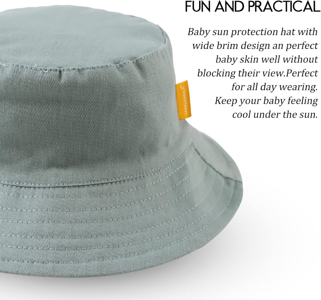 JANGANNSA Cotton Baby Sun Hat Infant Toddler Boys Girls Bucket Hats Summer Sun Protection Kids Beach Caps