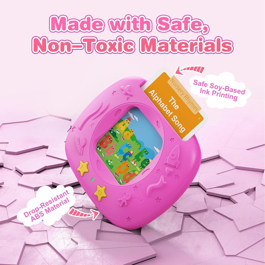 Toddlers Talking Flash Cards with American Accent & 144 Sight Words, Speech Therapy Toys for 3 4 5 6 Years Old Boys and Girls (Pink)