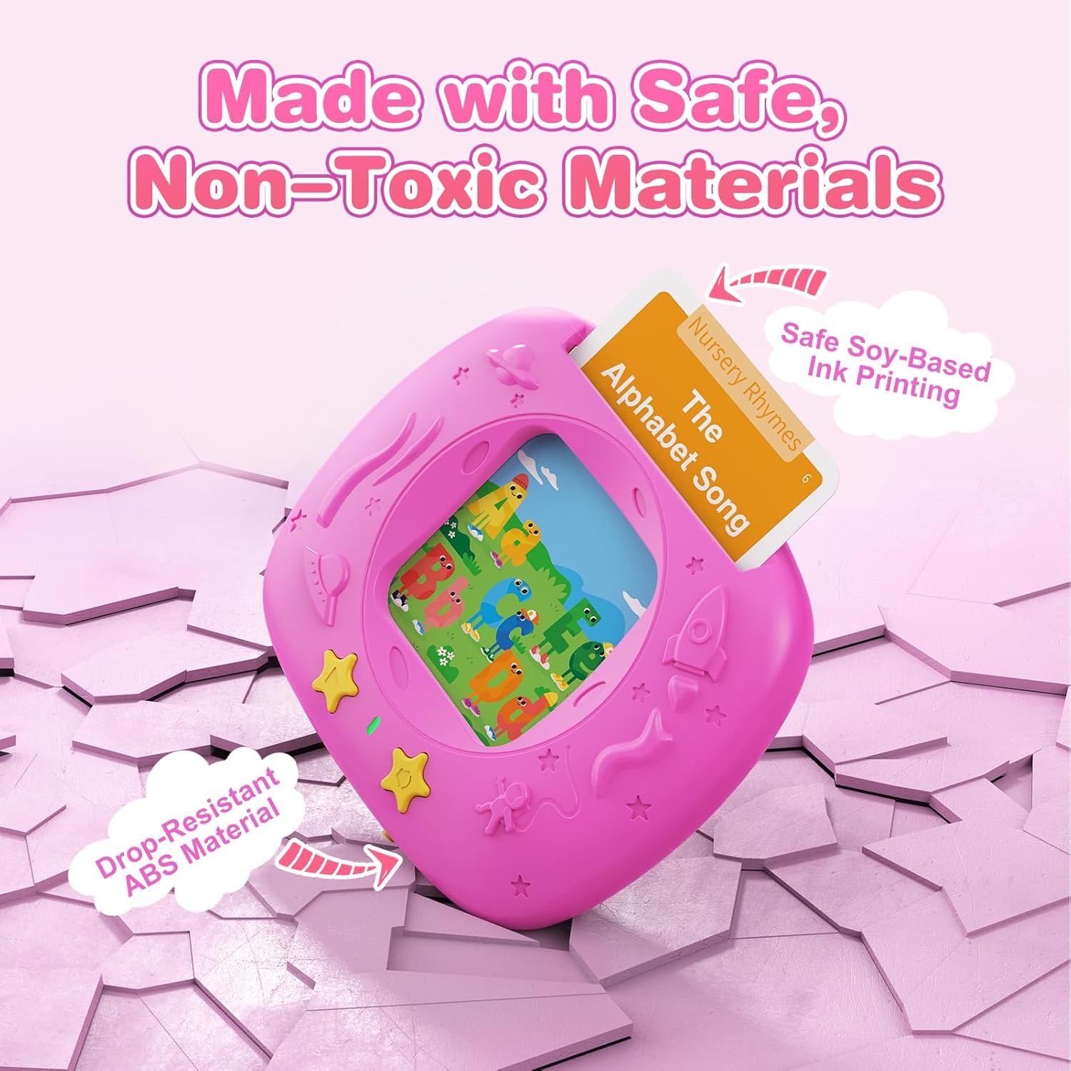 Toddlers Talking Flash Cards with American Accent & 144 Sight Words, Speech Therapy Toys for 3 4 5 6 Years Old Boys and Girls (Pink)