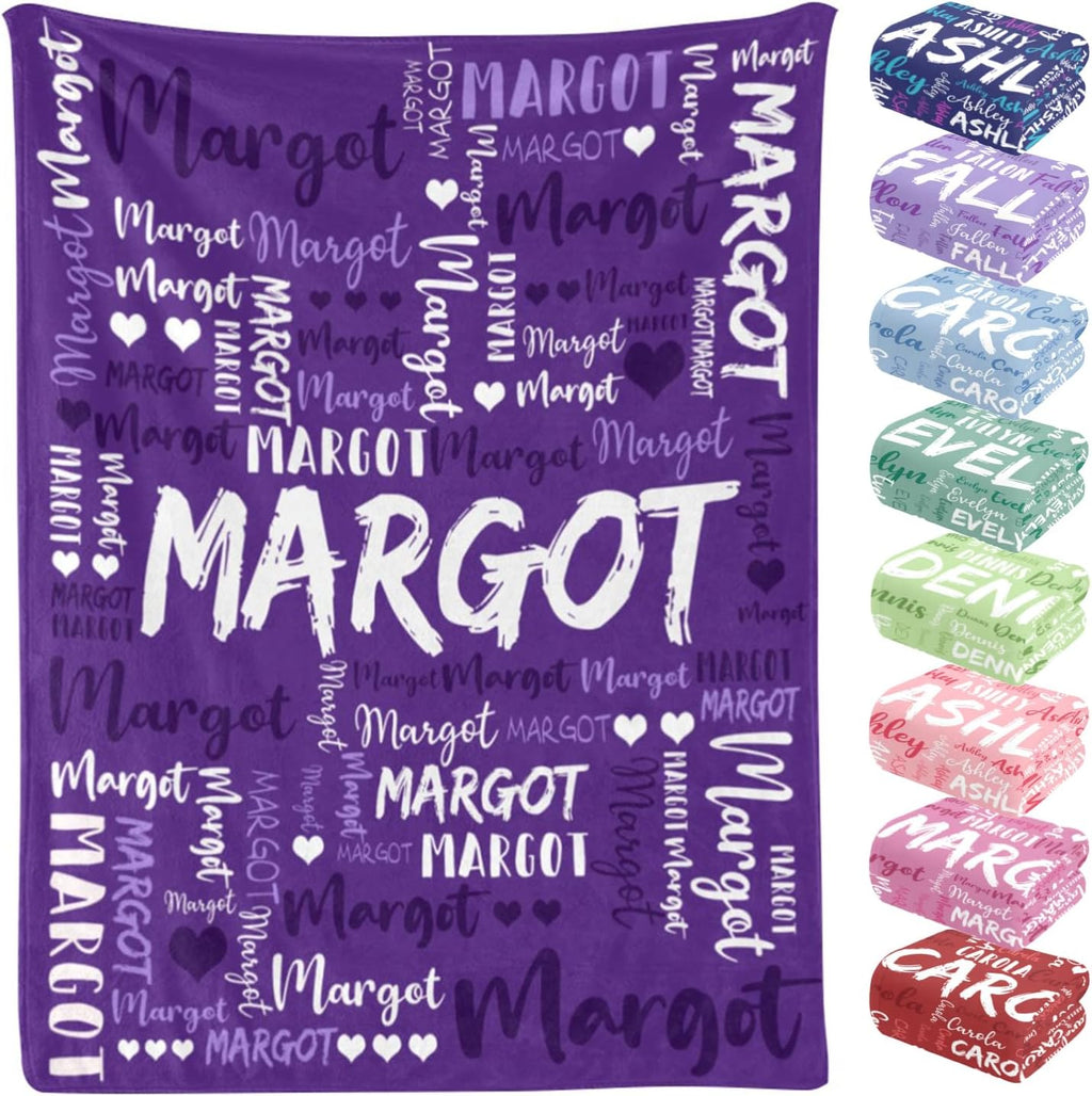 Custom Blanket Personalized Name Throw Customized Blanket with Name Text for Adult Kid
