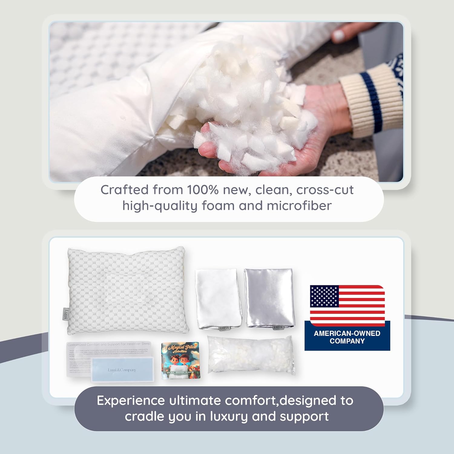 Lussi & Company Toddler Pillow 2 Year Old-13x19 Toddler Pillow - Pillow Protector-Toddler Pillows for Sleeping-Kids Pillow-Travel Pillows-Ergonomic Pillows for Kids-Patent Pending (Silver)