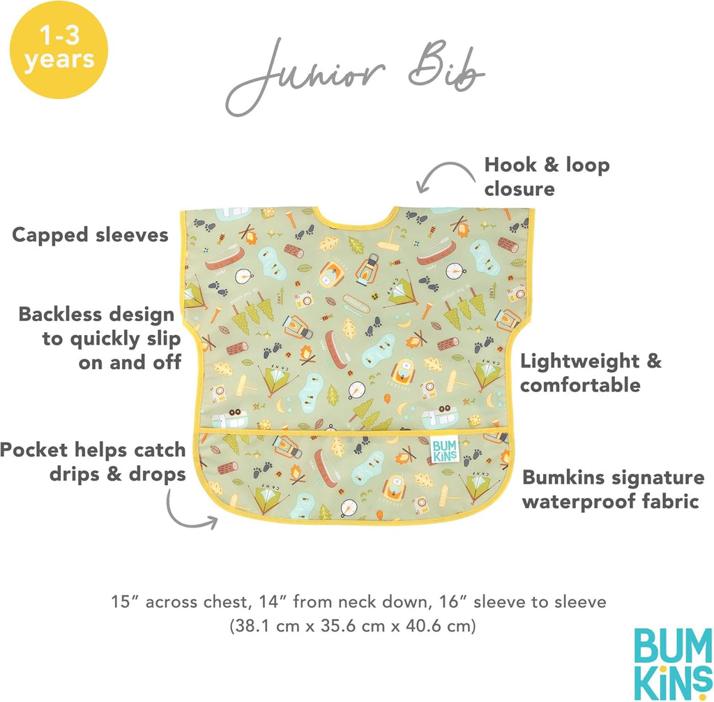 Bumkins Bibs - Toddler Bibs, Waterproof, Large for 1-3 Years, Short Sleeve