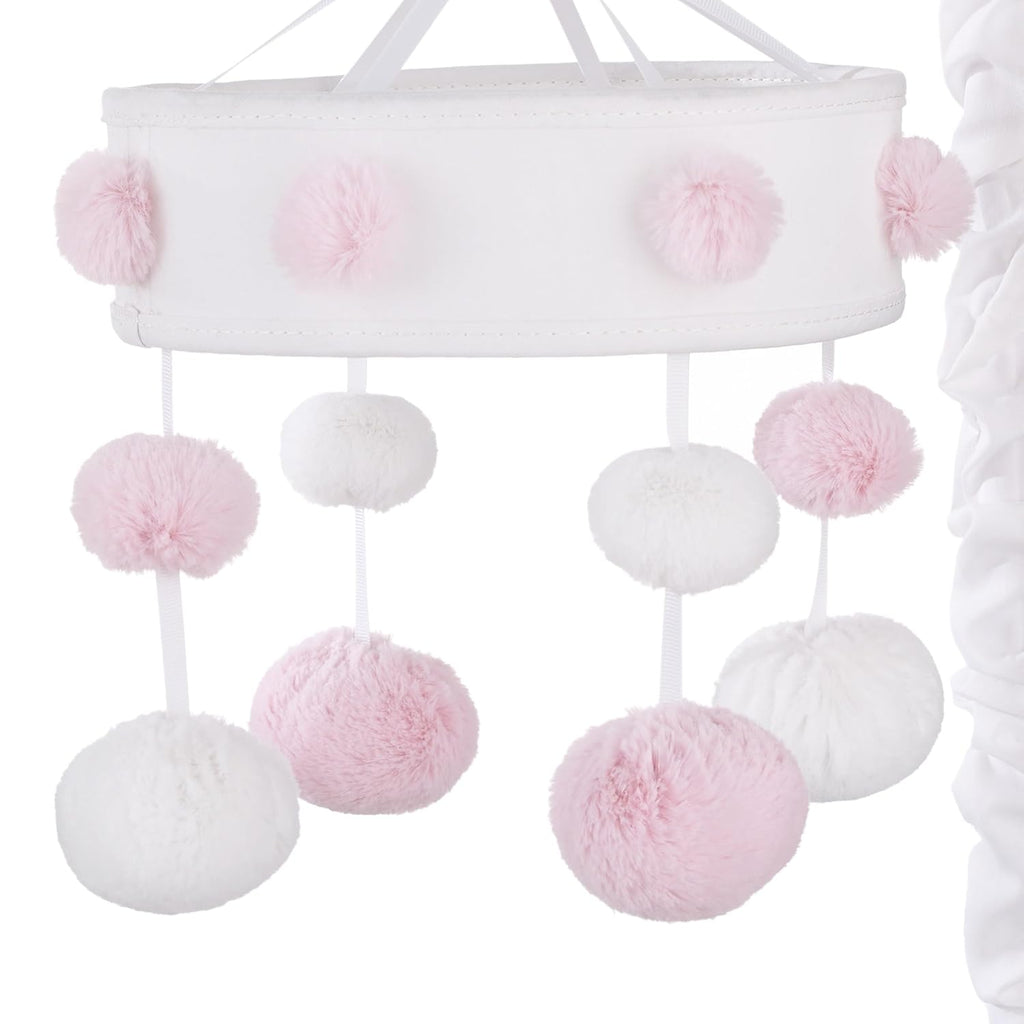 NoJo Pink and White Plush Pom Poms Musical Mobile